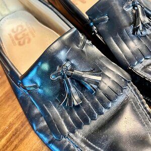 SAS Men's Black Leather Moc Toe Tassel Kiltie Dress Loafers Size 11.5